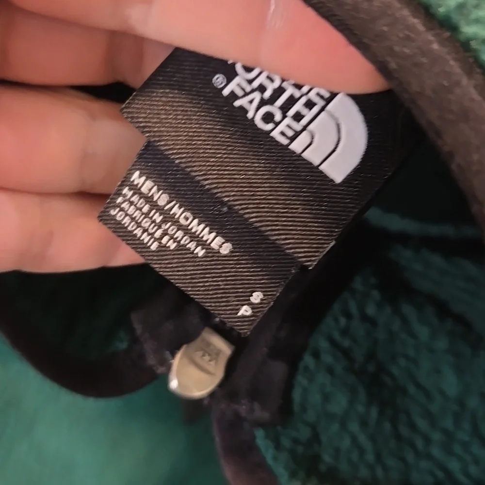 The North Face Mens Dunraven Green Zip Up Fleece Sweater Fuzzy SherpaFleece Sz S